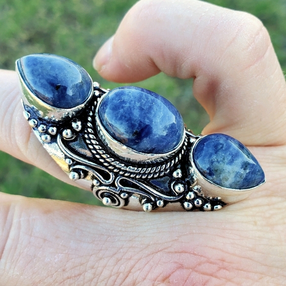 New Huge Sodalite 925 Silver Statement Ring. - Picture 1 of 16